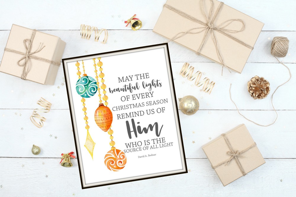 Free Christmas Printable: Lights of Christmas Remind us of Him | blowingawayoutwest.com - Beautiful Free Printable: David A Bednar quote. #christmasprintable #freechristmasprintable #davidabednarquote #thelightsatchristmas #christprintable