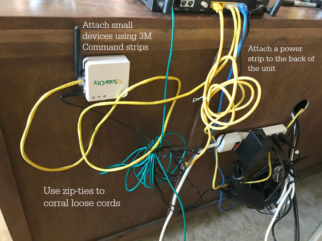 Cord Control : 4 Easy Hacks to Hide the Mess | blowingawayoutwest.com -Easy ways to hide Cords so they don't get in the way of your interior design #cordcontrol #howtohidecords #howtohidetvcords #homeimprovement #doityourself #howtoDIYprojects