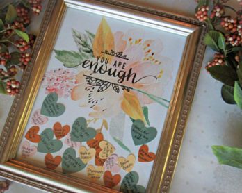 You're Enough Genuine Compliments Gift Idea | blowingawayoutwest.com - Tell her how much she means with framed gift hearts filled with compliments #giftsforher #diygiftsforher #giftsforwomen #youreenough #diychristmasgifts #diychristmasgiftsforher #giftsforgirls