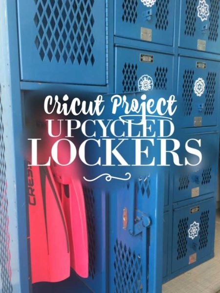 Cricut Project to Upcycle Pool Locker Storage Unit  | blowingawayoutwest.com -Lockers provide odor free pool storage - Here's how to upcycle lockers using your Cricut Cutter #cricuthomeprojects #cricutproject #poollockers#poolstorage #cricutpoolstuff