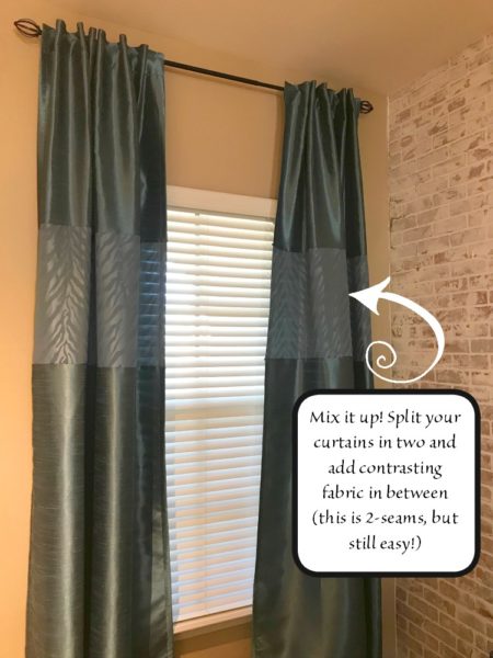 Ultimate DIY Guide to Lengthening your Curtains with One Seam: Tutorial on how to lengthen curtains with a single seam | blowingawayoutwest.com -The easiest way to lengthen curtains, and to add different fabrics to curtains. #diycurtains #lengthencurtains #curtaintutorial #extralongcurtains #curtainsfortallceilings