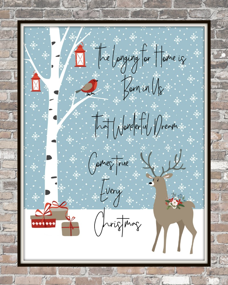 Forest Friends FREE Christmas Printables | blowingawayoutwest.com - Christmas free downloadable set of 8x10 prints with bonus phone digital wallpaper #christmasprintable #christmasdigitalwallpaper #christmasprints #gallerywall