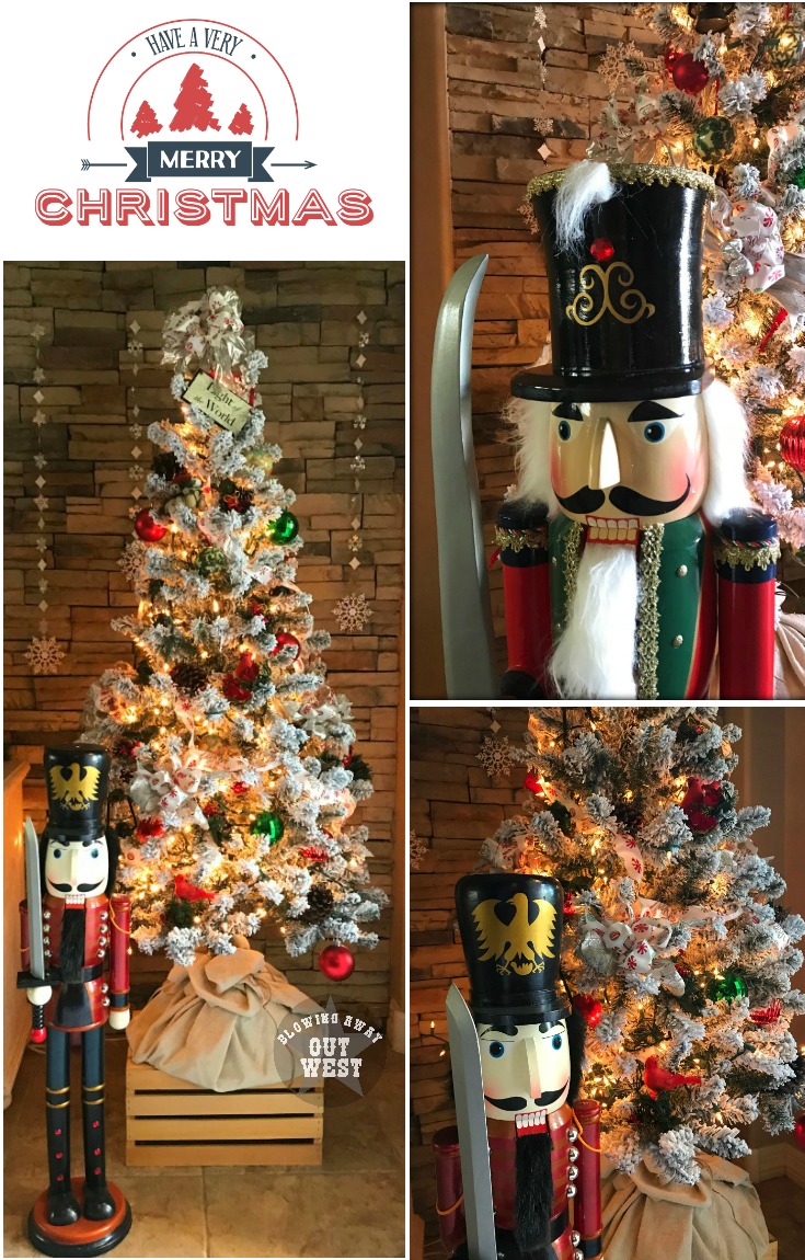 Christmas Tree Design: March of the Toy Soldiers | blowingawayoutwest.com - Toy soldier and woodland forest inspired tree design. #christmastree #christmastreedecorations #christmastreeornaments #nutcracker #holidaytree #christmasdisplay #12daysofchristmas