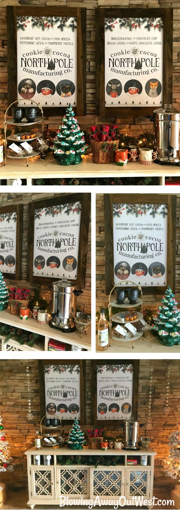 North Pole Hot Cocoa Bar | blowingawayoutwest.com - Hot chocolate bar inspiration, and complete set of printables for the North Pole Hot Cocoa posters and gift tags #hotcocoabar #hotcocoabarparty #hotchocolatebar #hotchocolatebarwedding #hotcocoabarwedding #northpolehotcocoa #12daysofchristmas #christmasparty