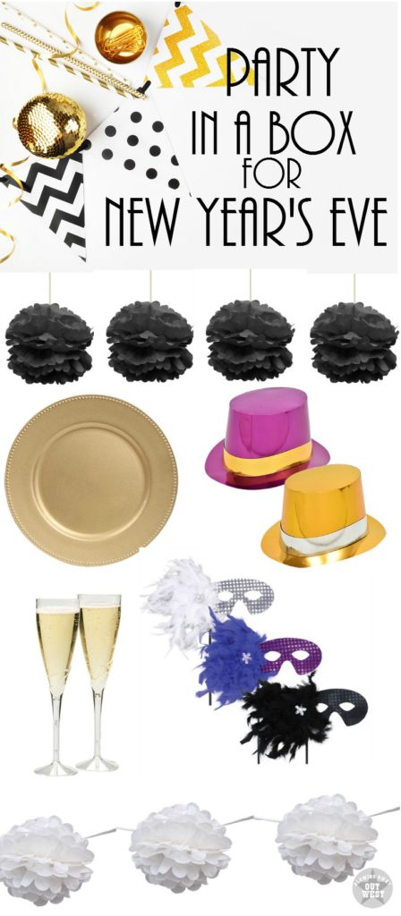 No Stress New Year's Eve Party Projects: Easy projects and a plan to order a New Year's Eve party in a box | blowingawayoutwest.com - Easy Cricut and craft projects for your New Year's Eve Party, complete with shopping lists. #newyearseveparty #cricutproject #partyprojects #newyearseve #freeinvitations