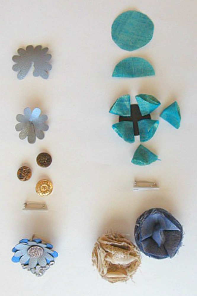 Fabric Flower Boutonnieres & Faux Leather Steampunk Lapel Pins | blowingawayoutwest.com - Fabric Flower Boutonnieres & Faux Leather Steampunk Lapel Pins Tutorial #steampunkboutonnieres #fabricflowerboutonnieres #weddingboutonnieres #steampunklapelpin #lapelpin #fauxleatherflower