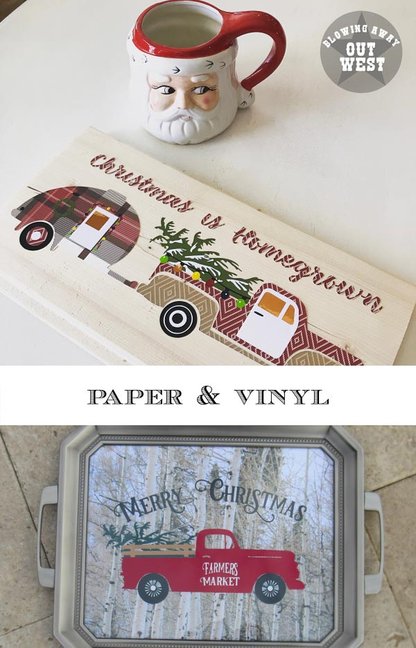 Vintage Christmas Truck : Tray From A Frame Project | blowingawayoutwest.com - DIY Vintage Christmas Truck Sign and Tray Project #vintagechristmas #farmhousechristmas #christmascraft #vintagechristmastruck #farmhousechristmastruck #diychristmastray #diychristmascraft #12daysofChristmas #deckthehome #deckthehomebloghop