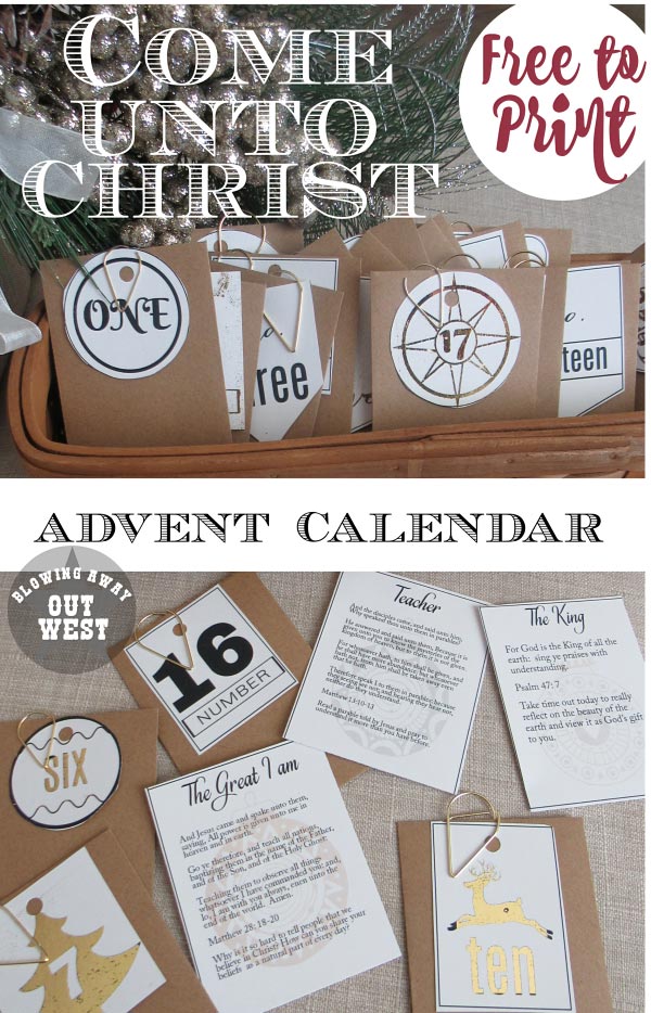 Come Unto Christ Christmas Advent Calendar | blowingawayoutwest.com - DIY Christmas Advent Calendar will Bring You Closer to Christ  Free to Print #adventcalendar #christmasadvent #adventcalendarprintable #freechristmasprintable #christmascountdown #comeuntochrist #12daysofChristmas #deckthehome #deckthehomebloghop