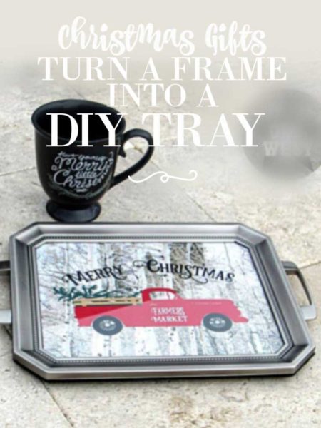 Vintage Christmas Truck : Tray From A Frame Project | blowingawayoutwest.com - DIY Vintage Christmas Truck Sign and Tray Project #vintagechristmas #farmhousechristmas #christmascraft #vintagechristmastruck #farmhousechristmastruck #diychristmastray #diychristmascraft #12daysofChristmas #deckthehome #deckthehomebloghop