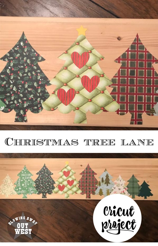Christmas Tree Lane Christmas Sign Cricut Project | blowingawayoutwest.com - Christmas Trees Sign for Cricut #christmastreessign #christmastreesign #christmastreelane #christmascricut #christmassignproject #12daysofChristmas #deckthehome #deckthehomebloghop #christmassigns #christmassign