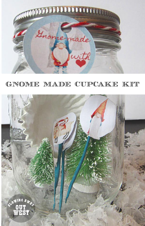 Gnome Made Cupcake Kit : Christmas In A Jar Gift Idea | blowingawayoutwest.com - DIY Christmas in a Jar Gnome Made Cupcake Kit #gnomechristmas #cupcakeschristmas #christmascraft #christmasinajar #christmasneighborgifts #teachergifts #diychristmascraft #12daysofChristmas #deckthehome #deckthehomebloghop